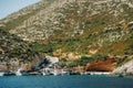 Porto Vromi on Zakinthos Island.Sights of the Zakinthos Island. Best beaches in Greece. Yachts and sea