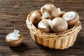 Portobello champignons in a wicker basket