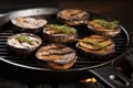 portobello mushrooms on a cast iron grill pan