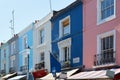 Portobello road houses colorful facades in a sunny day in London