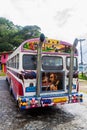 PORTOBELO, PANAMA - MAY 28, 2016: Colorful chicken bus, former US school bus. in Portobelo village, Pana Royalty Free Stock Photo