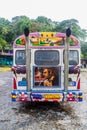 PORTOBELO, PANAMA - MAY 28, 2016: Colorful chicken bus, former US school bus. in Portobelo village, Pana Royalty Free Stock Photo