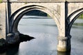 Portochao bridge, bridge of the railroad track, on the Landro river in the city of Viveiro, Lugo, Galicia. Spain. Europe. October