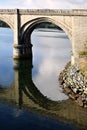 Portochao bridge, bridge of the railroad track, on the Landro river in the city of Viveiro, Lugo, Galicia. Spain. Europe. October