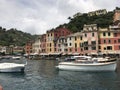 Portofino fishing village on the Italian Riviera coastline, southeast of Genoa, Italy