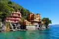 Portofino foreshortening on Italian Riviera, Genoa, Italy