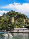 Portofino,Genoa,Italy on April3,2023 Beautiful view of Marina di Portofino