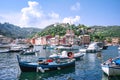 Portofino, Liguria, Italy: 09 aug 2018. Portofino landscape, best Mediterranean place with colorful houses in harbor. Royalty Free Stock Photo