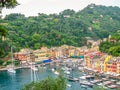 Portofino harbor aerial view