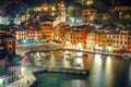 Portofino Harbour at Night Royalty Free Stock Photo