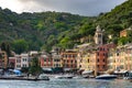 Portofino harbour village in summer time ,fisherman village , touristic season