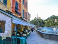 Portofino,Genoa,Italy on April3,2023:colourfully painted buildings and beautiful habour in spring