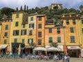 Portofino,Genoa,Italy on April3,2023:Beautiful colourfully painted buildings