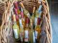 Basket full of Limoncello in Portofino, Italy