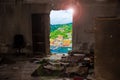 Portofino in Liguria, Italy, view from an impoverished home