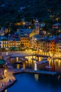 Portrait of Portofino by night in an autumn day