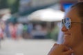 Portofino reflected by the young woman sunglasses