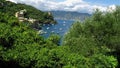 Portofino`s harbor , top view of the port entrance