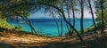 Portokali beach, view from the pine forest, Sithonia, Halkidiki, Greece Royalty Free Stock Photo