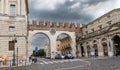 Portonni della Bra, gates to Piazza Bra with large clock. Verona Italy