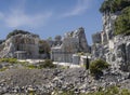 Portoro marble quarry on Palmaria Island, just off Portovenere, Liguria, Italy, Europe. Disused. Royalty Free Stock Photo