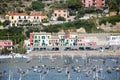 Portovenere mussel farm and beach at the harbor