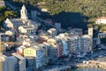 Portovenere, near the Cinque Terre in the light of sunset. Colorful houses, the church, with walls