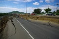 Portoviejo, Ecuador - April, 18, 2016: Asphalt cracked in road after devastating 7.8 earthquake Royalty Free Stock Photo