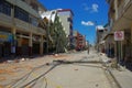 Portoviejo, Ecuador - April, 18, 2016: Building showing the aftereffect of 7.8 earthquake Royalty Free Stock Photo