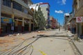 Portoviejo, Ecuador - April, 18, 2016: Building showing the aftereffect of 7.8 earthquake Royalty Free Stock Photo