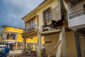 Portoviejo, Ecuador - April, 18, 2016: Facade of two-story house had fallen after 7.8 earthquake