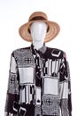 Portrain of mannequin with fancy shirt and summer hat. Royalty Free Stock Photo