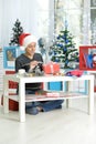 Portraint of a boy prepating for Christmas Royalty Free Stock Photo