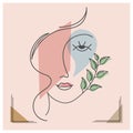 Portrait of an abstract woman thin line minimalist style