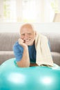 Portrait of active senior with fit ball Royalty Free Stock Photo