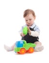 Portrait of adorable baby boy playing with toys Royalty Free Stock Photo