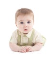 Portrait of adorable blue-eyes baby lying down Royalty Free Stock Photo