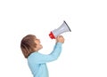 Portrait of adorable child with a megaphone