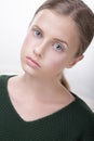 Portrait of Adorable Comely Teen Girl in Green