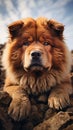 Portrait of an adorable furry brown dog.