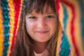 Portrait of adorable kid playing under blanket. Lifetime moments and happy childhood concept