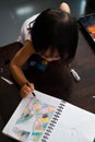 Portrait of adorable little asian girl being creative and working on a painting for artwork. Confidence Positivity Freedom Royalty Free Stock Photo