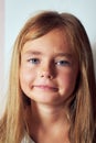 Head shot pretty lovely frustrated small daughter Royalty Free Stock Photo
