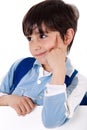 Portrait of a adorable school boy thinking Royalty Free Stock Photo