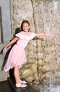 Portrait of adorable smiling happy little girl child having fun in the park Royalty Free Stock Photo