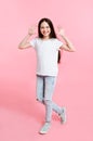 Portrait of adorable smiling little girl child in the white t-shirt isolated Royalty Free Stock Photo