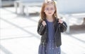 Portrait of an adorable toddler girl wearing fashion clothes. Royalty Free Stock Photo