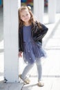 Portrait of an adorable toddler girl wearing fashion clothes. Royalty Free Stock Photo