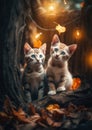 portrait of adorable two kittens generative AI