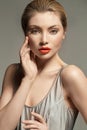 Portrait of an adorable young lady with beautiful red lips Royalty Free Stock Photo